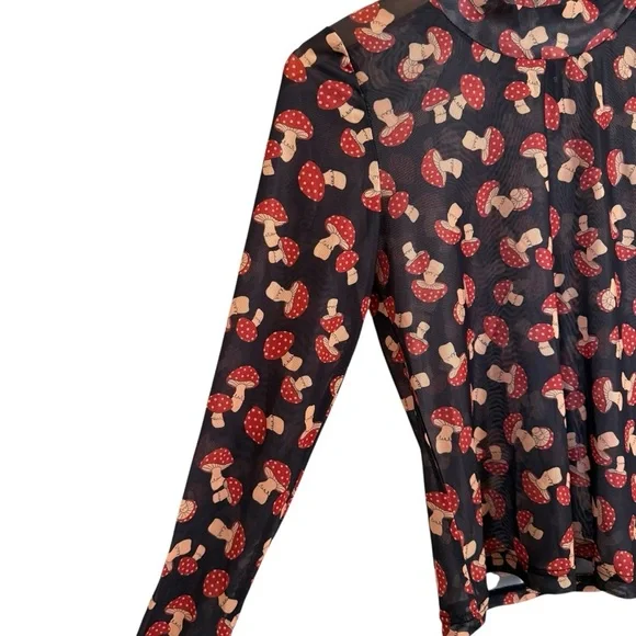 Dangerfield Mushroom Mesh Top Women’s Size 8 - Picture 7 of 16